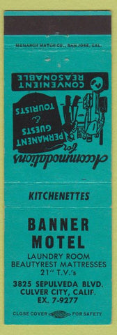 Matchbook Cover - Banner Motel Culver City CA