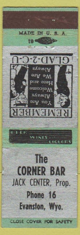 Matchbook Cover - The Corner Bar Evanston WY low phone #