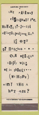 Matchbook Cover - The Fairway Restaurant Decaur IN
