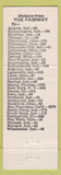 Matchbook Cover - The Fairway Restaurant Decaur IN