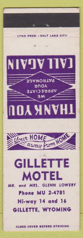 Matchbook Cover - Gillette Motel WY Glenn Lowery