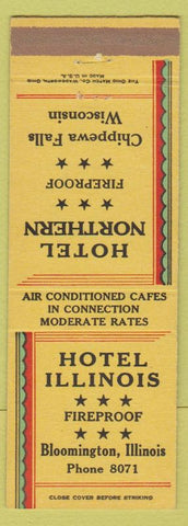 Matchbook Cover - Hotel Illinois Bloomington IL Chippewa Falls WI