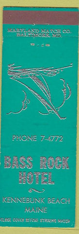 Matchbook Cover - Bass Rock Hotel Kennebunk Beach ME