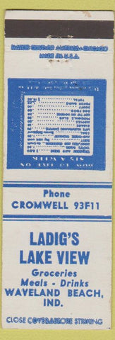 Matchbook Cover - Ladig's Lake View Waveland Beach IN