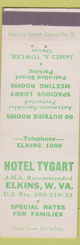 Matchbook Cover - Hotel Tygart Elkins WV James Towler