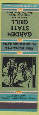 Matchbook Cover - Garden State Grill Haddonfield? NJ John Ziomek shuffleboard