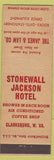 Matchbook Cover - Stonewall Jackson Hotel Clarksburg WV James and Law books