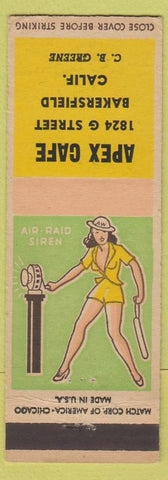Matchbook Cover - Apex Cafe Bakersfield CA pinup