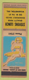 Matchbook Cover - Stevens Lunch Wilmington DE girlie cartoon back pinup