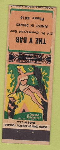 Matchbook Cover - V Bar NO TOWN Girlie back pinup