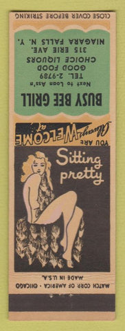 Matchbook Cover - Busy Bee Grill Niagara Falls NY girlie back pinup
