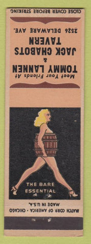 Matchbook Cover - Tommy Lannen Jack Chabots Tavern NO TOWN pinup