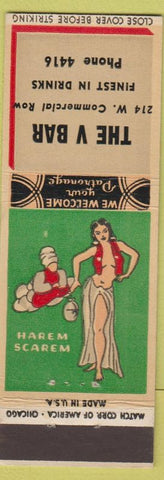 Matchbook Cover - The V Bar NO TOWN girlie back pinup