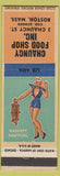 Matchbook Cover - Chauncy Food Shop Boston MA pinup
