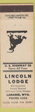 Matchbook Cover - Lincoln Lodge Laramie WY cowboy
