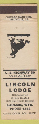 Matchbook Cover - Lincoln Lodge Laramie WY cowboy