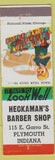 Matchbook Cover - Heckaman's Barber Shop Plymouth IN