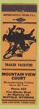 Matchbook Cover - Mountain View Court Buffalo NY low phone # cowboy