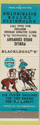 Matchbook Cover - Public Drug White Sulphur Springs MT Cutter Labs cowboy