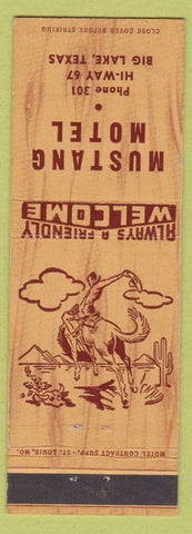 Matchbook Cover - Mustang Motel Big Lake TX low phone cowboy