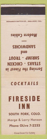 Matchbook Cover - Fireside Inn South Fork Colorado Larry Hanson