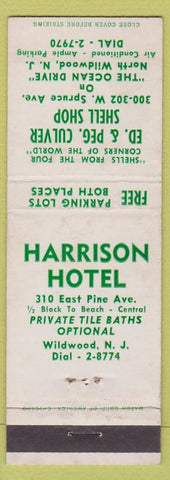 Matchbook Cover - Harrison Hotel Wildwood NJ Culver Shell shop