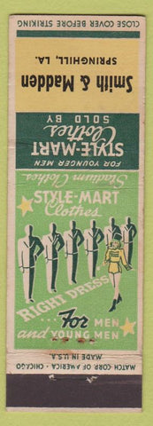 Matchbook Cover - Style Mart Men's Clothes Springhill LA Smith Madden