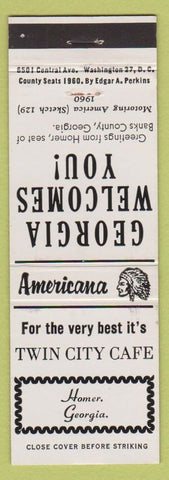 Matchbook Cover - Twin City Cafe Homer GA Perkins Americana