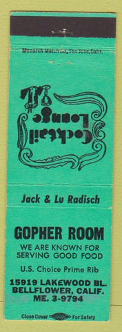 Matchbook Cover - Gopher Room Bellflower CA