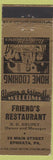 Matchbook Cover - Friend's Restaurant ND Krupey Ephrata PA