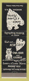 Matchbook Cover - Lewis and Clark Hotel Mandan ND Owl Bar low phone