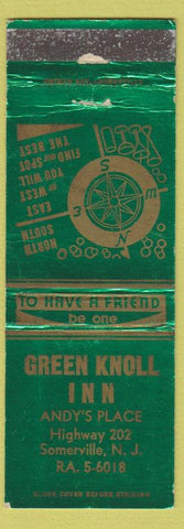 Matchbook Cover - Green Knoll Inn Andy's Place Somerville NJ WEAR