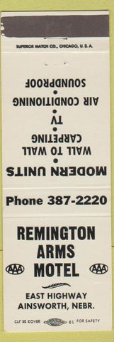 Matchbook Cover - Remington Arms Motel Ainsworth NE