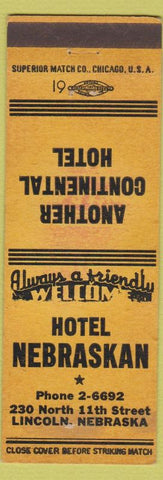 Matchbook Cover - Hotel Nebraskan Lincoln NE