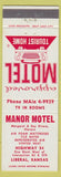 Matchbook Cover - Manor Motel Liberal KS