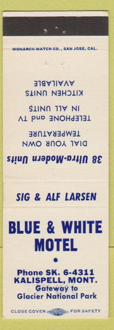 Matchbook Cover - Blue and White Motel Kalispell MT