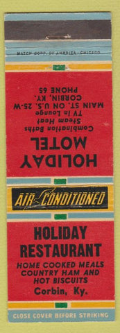 Matchbook Cover - Holiday Restaurant Motel Corbin KY low phone #