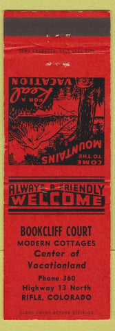 Matchbook Cover - Bookcliff Court Rifle Colorado red
