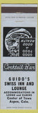 Matchbook Cover - Guido's Swiss Inn Lounge Aspen Colorado