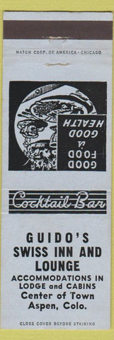 Matchbook Cover - Guido's Swiss Inn Lounge Aspen Colorado