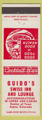 Matchbook Cover - Guido's Swiss Inn And Lounge Aspen Colorado