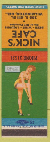 Matchbook Cover - Nick's Cafe Wilmington DE girlie back pinup