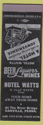 Matchbook Cover - Hotel Watts Danville PA