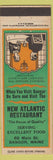 Matchbook Cover - New Atlantic Restaurant Bangor ME