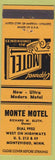 Matchbook Cover - Monte Motel Montevideo MN Richard Bluth