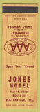 Matchbook Cover - Jones Motel Waterville ME AAA