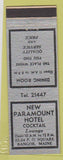 Matchbook Cover - New Paramount Hotel Cocktail Lounge Bangor ME