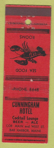 Matchbook Cover - Cunningham Hotel Bar Harbor ME lobster