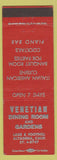 Matchbook Cover - Venetian Dining Room Gardens Altadena CA Italian