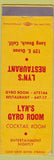 Matchbook Cover - Lyn's Gyro Room Long Beach CA